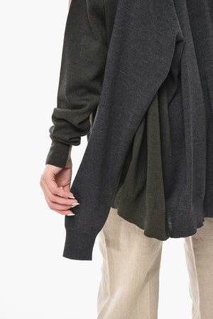 COUTURE! Cardigan in Lana Vergine con Design Doppie Maniche
