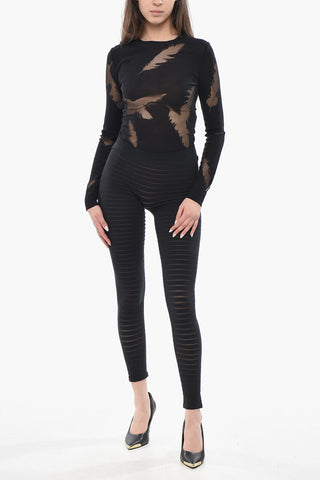 Perforated Stretch Fabric Leggings