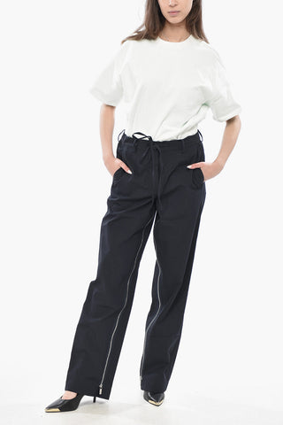 Pantaloni in Misto Cotone con Zip alla Caviglia