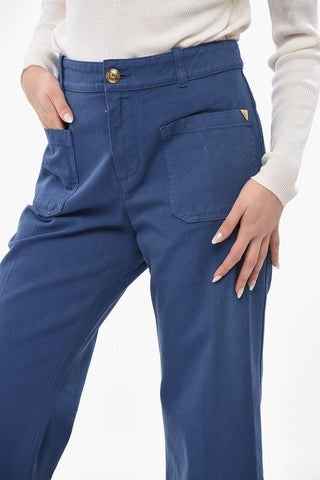 Pantaloni Cropped Fit in Cotone con Tasche a Toppa