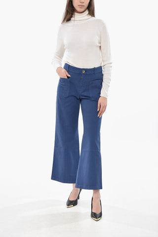 Pantaloni Cropped Fit in Cotone con Tasche a Toppa
