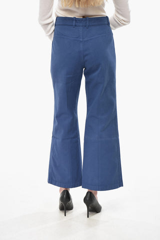 Pantaloni Cropped Fit in Cotone con Tasche a Toppa