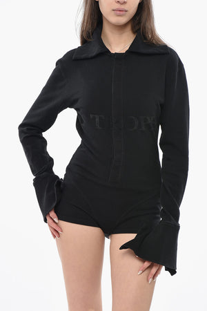 Body aus Hopsack-Baumwolle mit Polokragen und aufgedrucktem Logo