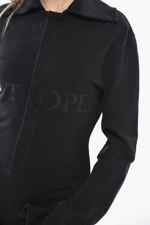 Body aus Hopsack-Baumwolle mit Polokragen und aufgedrucktem Logo