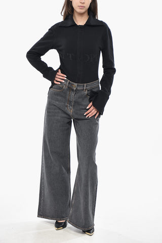 Body in Cotone Hopsack con Collo a Polo e Logo Stampato
