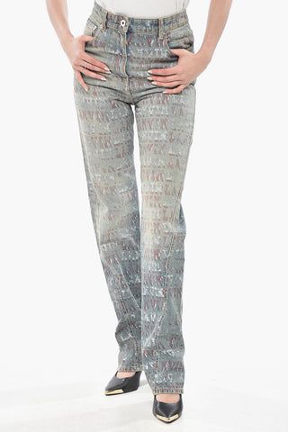 Printed Cotton Slim-Fit Straight-Leg Jeans 20cm