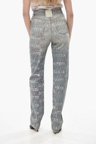 Slim-Fit-Jeans mit geradem Bein aus bedruckter Baumwolle 20 cm