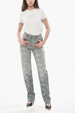 Printed Cotton Slim-Fit Straight-Leg Jeans 20cm