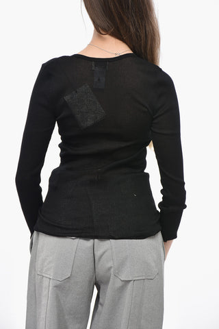 골지 티셔츠 LAMYLIC 버튼 장식