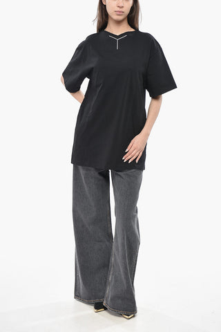 Oversized Cotton T-Shirt with Logo Detail