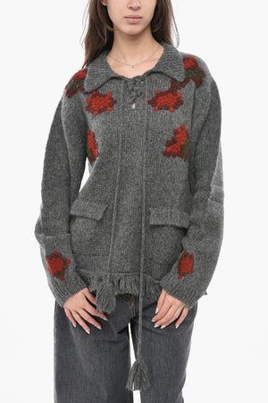 Pullover con Collo e Polo e Fondo Frangiato