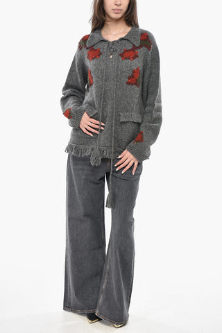 Pullover con Collo e Polo e Fondo Frangiato