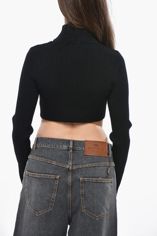 Ribbed Crop Top with Cut-Out