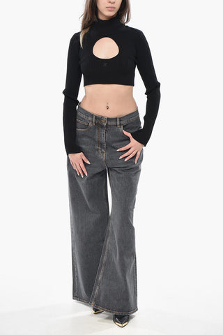 Ribbed Crop Top with Cut-Out