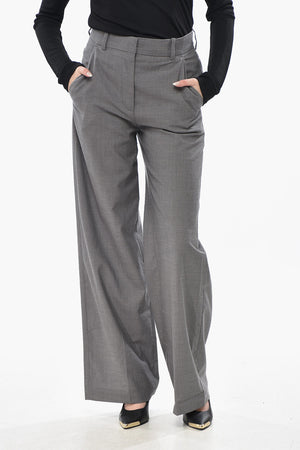 Wool Palazzo Pants With Concealed Closure