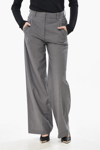 Wool Palazzo Pants With Concealed Closure