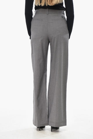 Wool Palazzo Pants With Concealed Closure