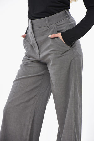 Wool Palazzo Pants With Concealed Closure