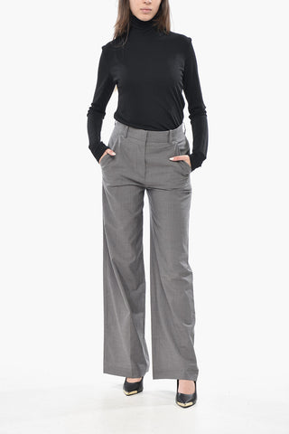 Wool Palazzo Pants With Concealed Closure