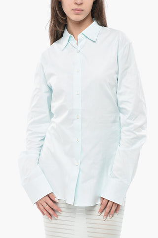 Popeline-Bluse mit Satin-Rückenpartie