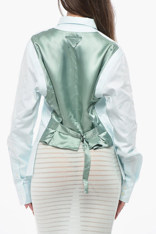 Popeline-Bluse mit Satin-Rückenpartie