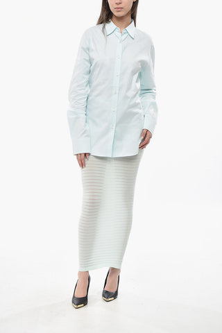 Popeline-Bluse mit Satin-Rückenpartie