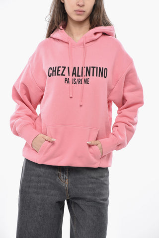 Brushed Cotton Hoodie With Printed Logo