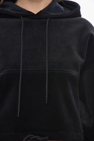 Cropped-Fit-Hoodie aus Velours