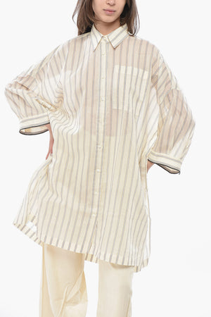 Silk-Blend Oversized Shirt with Bayadere Pattern