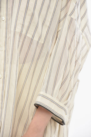 Silk-Blend Oversized Shirt with Bayadere Pattern