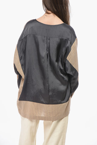 Crewneck Blouse CAIAS with Hairline Pattern