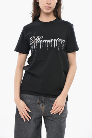 Cotton Crewneck T-Shirt with Embossed Logo