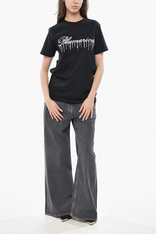 Cotton Crewneck T-Shirt with Embossed Logo