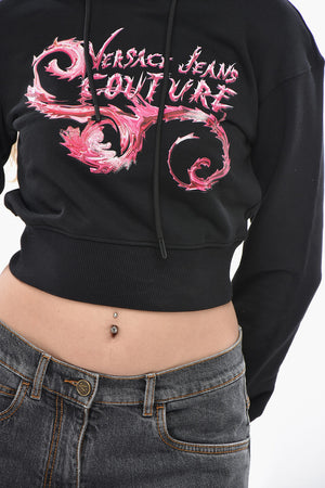 JEANS COUTURE Felpa Hoodie CHROMO in Cotone con Stampa