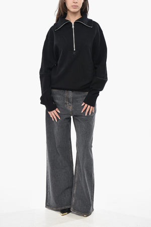 Pullover in Misto Lana con Half Zip
