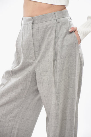Palazzo-Hose PORTER aus Wolle im Windowpane-Muster