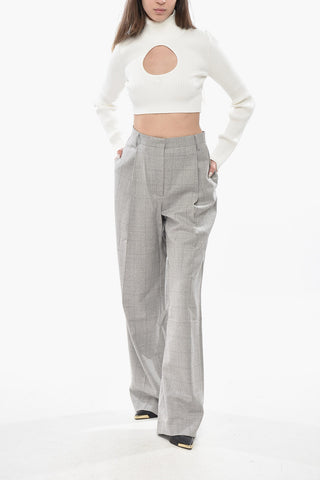 Palazzo-Hose PORTER aus Wolle im Windowpane-Muster