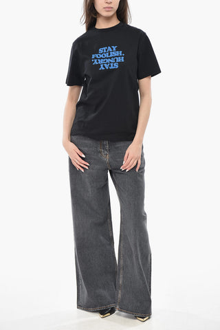 Cotton Crewneck T-Shirt STAY FOOLISH