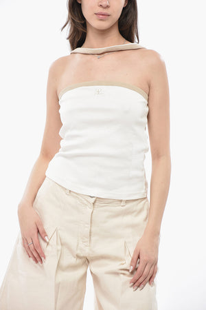 Top Senza Maniche in Cotone con Dettaglio Tie Neck