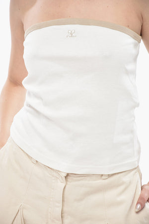 Top Senza Maniche in Cotone con Dettaglio Tie Neck