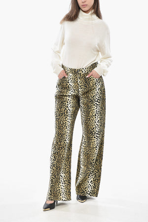 Straight-Leg 5-Pocket Trousers with Animal Print