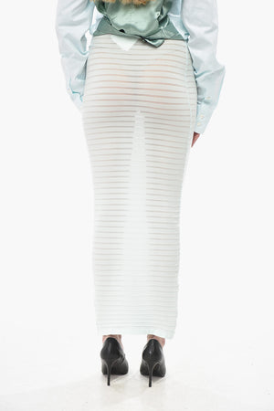 Perforated Stretch-Fabric Pencil Skirt