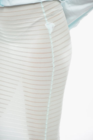 Perforated Stretch-Fabric Pencil Skirt