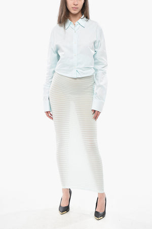 Perforated Stretch-Fabric Pencil Skirt