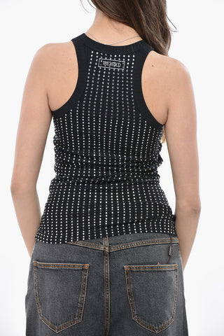 Cotton Tank Top with All-Over Rhinestones