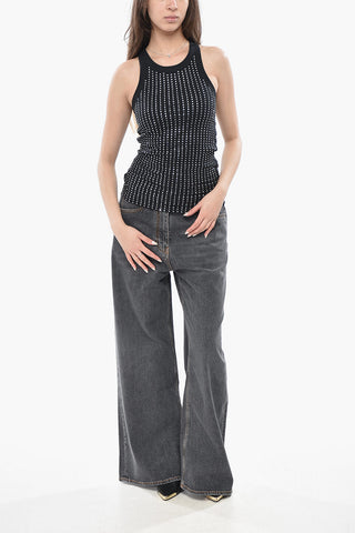 Cotton Tank Top with All-Over Rhinestones