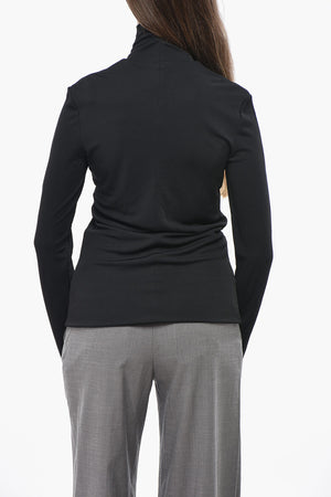 Top a Collo Alto in Crepe di Viscosa