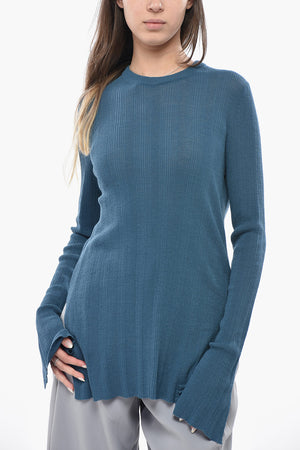 Maglia Girocollo in Lana Superfine a Costine