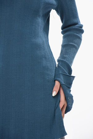 Rundhals-Pullover aus Superfine-Wolle im Rippenstrick