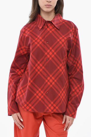 Cotton Tartan-Pattern Shirt with French Collar